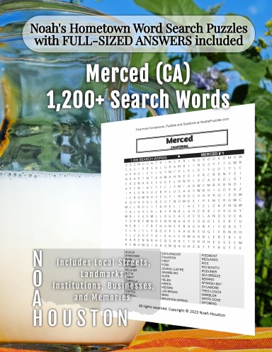 Noah’s Hometown Word Search Puzzles with FULL-SIZED ANSWERS included Merced (CA)