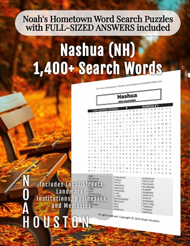 Noah’s Hometown Word Search Puzzles with FULL-SIZED ANSWERS included Nashua (NH)