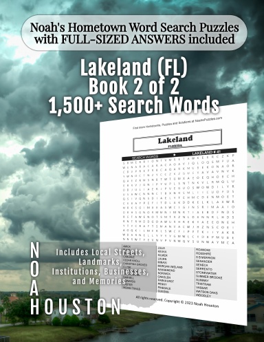 Noah’s Hometown Word Search Puzzles with FULL-SIZED ANSWERS included Lakeland (FL), Book 2 of 2