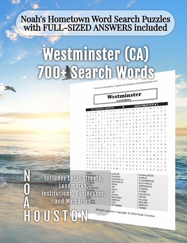 Noah’s Hometown Word Search Puzzles with FULL-SIZED ANSWERS included Westminster (CA)