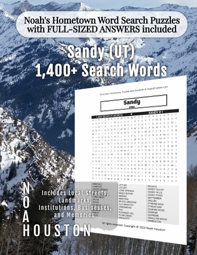 Noah’s Hometown Word Search Puzzles with FULL-SIZED ANSWERS included Sandy (UT)