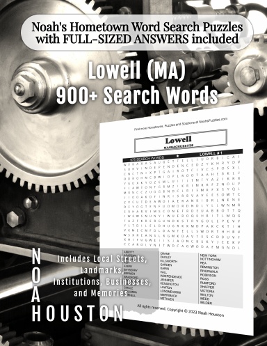 Noah’s Hometown Word Search Puzzles with FULL-SIZED ANSWERS included Lowell (MA)