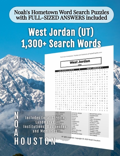 Noah’s Hometown Word Search Puzzles with FULL-SIZED ANSWERS included West Jordan (UT)