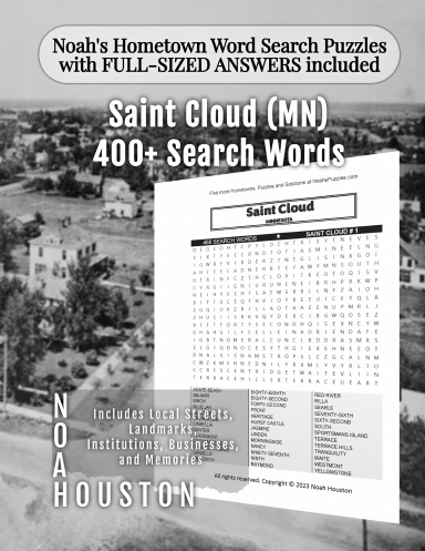 Noah’s Hometown Word Search Puzzles with FULL-SIZED ANSWERS included Saint Cloud (MN)