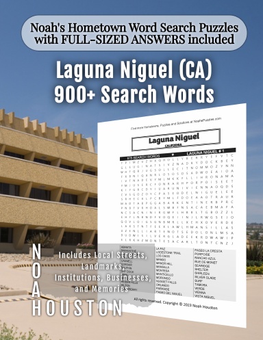 Noah’s Hometown Word Search Puzzles with FULL-SIZED ANSWERS included Laguna Niguel (CA)