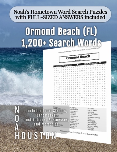 Noah’s Hometown Word Search Puzzles with FULL-SIZED ANSWERS included Ormond Beach (FL)