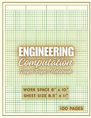 Light Yellow Color Paper Engineering Computation Graph Paper Pad Notebook Quad Ruled Green Lined Grid 5x5 Inches Squares, Letter Size 8.5x11 in