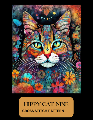 HIPPY CAT NINE CROSS STITCH PATTERN