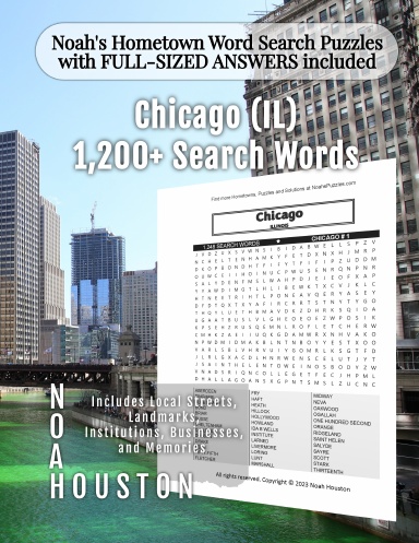Noah’s Hometown Word Search Puzzles with FULL-SIZED ANSWERS included Chicago (IL)