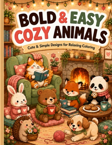 Bold & Easy Cozy Animals Coloring Book