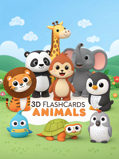 3D FLASHCARDS ANIMALS CARTOON