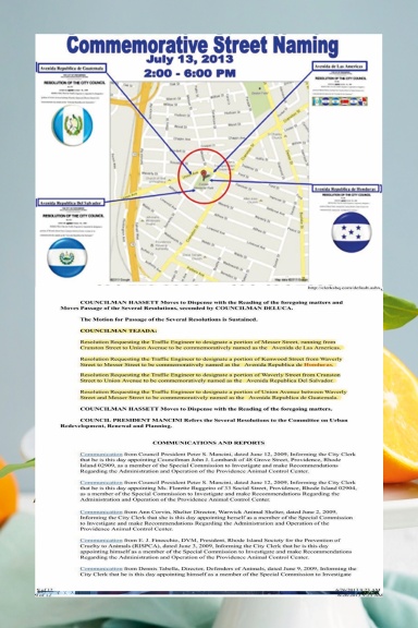 Central American Commemorative Providence Streets Naming