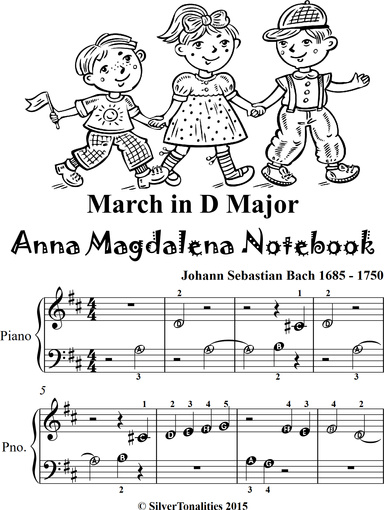 March In D Major Anna Magdalena Notebook Beginner Piano Sheet Music