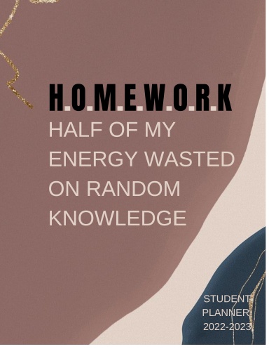 2022-2023 Student Planner for High School Students Homework Logs