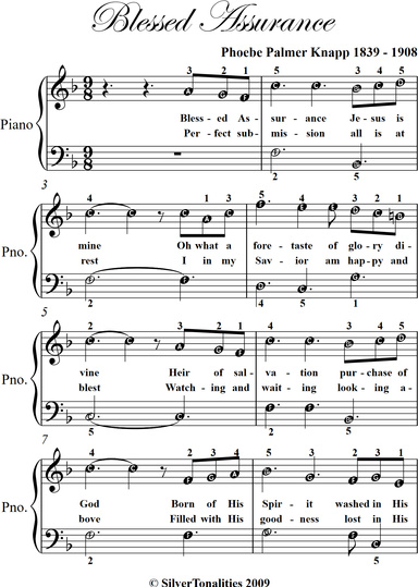 Blessed Assurance Easy Piano Sheet Music