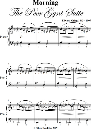 Morning Peer Gynt Suite Easy Piano Sheet Music