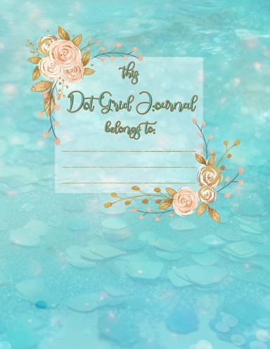 Giant aqua dot grid journal with bokeh effect and watercolor roses