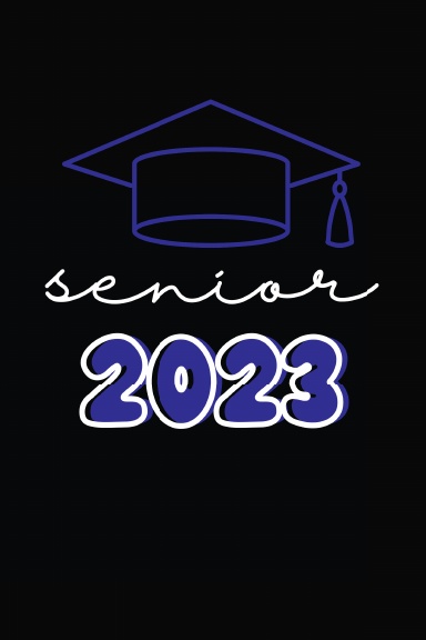Senior 2023 Lined Journal-Black with Blue and White