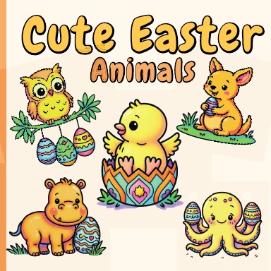 Cute Easter Animals Coloring Book
