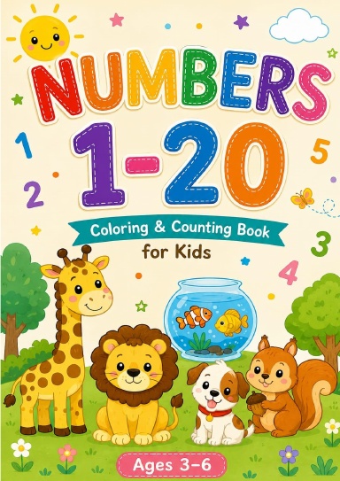 NUMBERS 1 - 20 coloring & counting book
