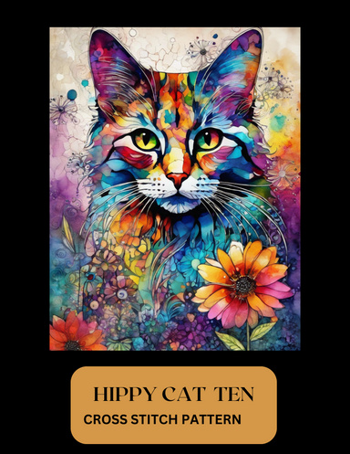 HIPPY CAT TEN CROSS STITCH PATTERN