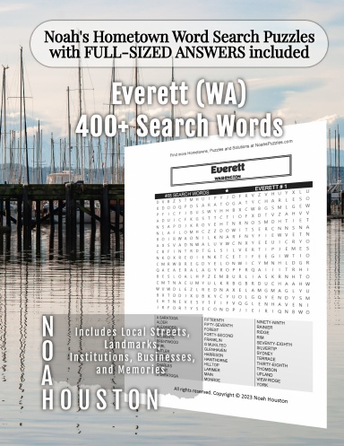 Noah’s Hometown Word Search Puzzles with FULL-SIZED ANSWERS included Everett (WA)