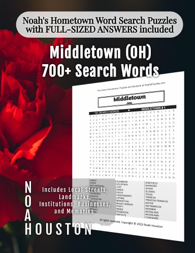 Noah’s Hometown Word Search Puzzles with FULL-SIZED ANSWERS included Middletown (OH)