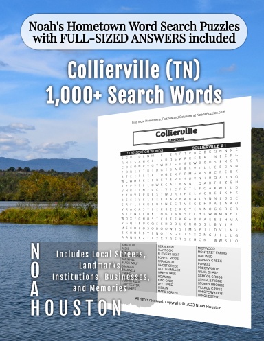 Noah’s Hometown Word Search Puzzles with FULL-SIZED ANSWERS included Collierville (TN)