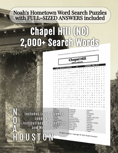 Noah’s Hometown Word Search Puzzles with FULL-SIZED ANSWERS included Chapel Hill (NC)