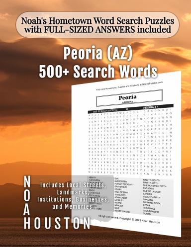 Noah’s Hometown Word Search Puzzles with FULL-SIZED ANSWERS included Peoria (AZ)