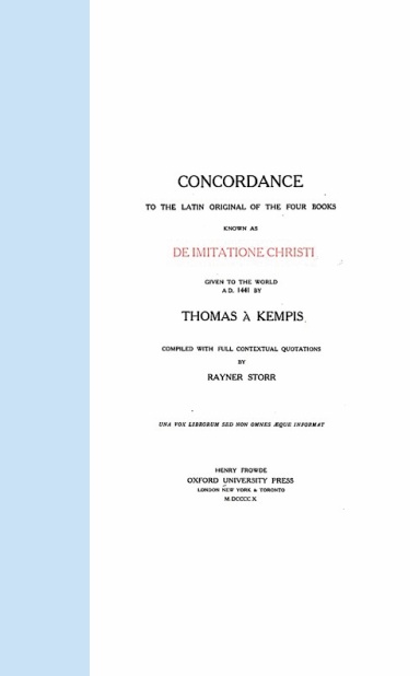 De Imitatione Christi - Concordance