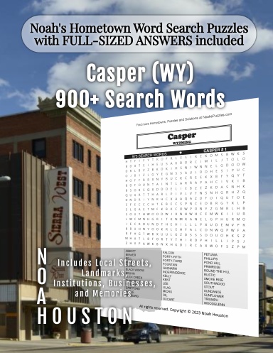 Noah’s Hometown Word Search Puzzles with FULL-SIZED ANSWERS included Casper (WY)