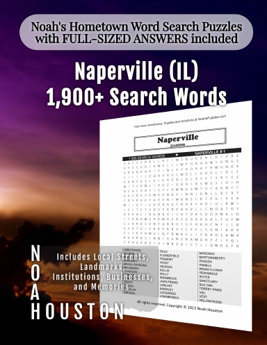 Noah’s Hometown Word Search Puzzles with FULL-SIZED ANSWERS included Naperville (IL)