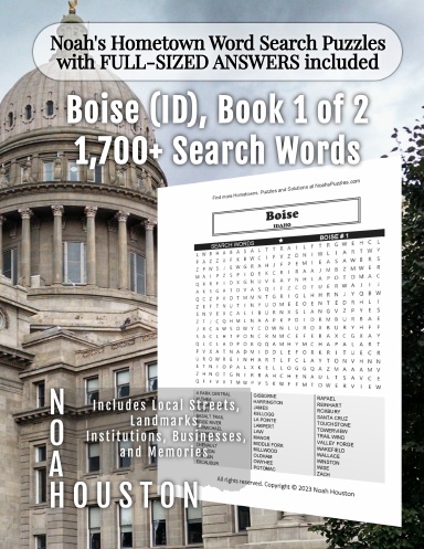 Noah’s Hometown Word Search Puzzles with FULL-SIZED ANSWERS included Boise (ID), Book 1 of 2