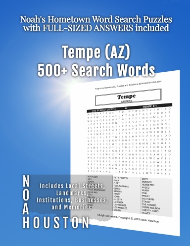 Noah’s Hometown Word Search Puzzles with FULL-SIZED ANSWERS included Tempe (AZ)