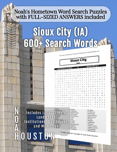 Noah’s Hometown Word Search Puzzles with FULL-SIZED ANSWERS included Sioux City (IA)