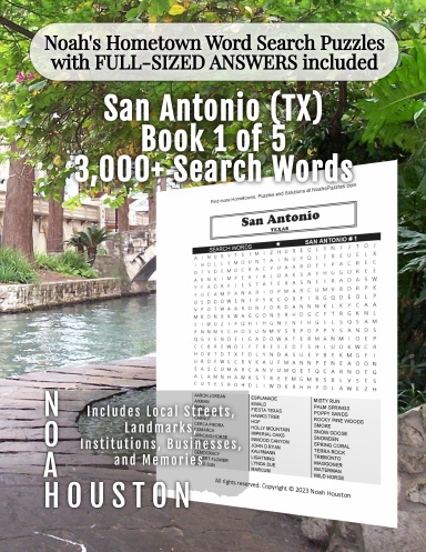 Noah’s Hometown Word Search Puzzles with FULL-SIZED ANSWERS included San Antonio (TX), Book 1 of 5