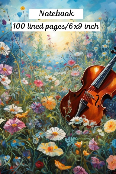 Wild leaves with violin Notebook for girls and women/100 lined pages/6×9 inch