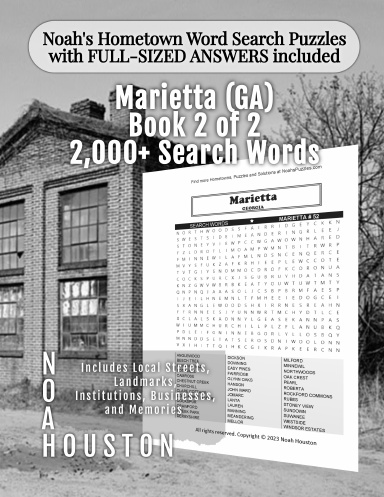 Noah’s Hometown Word Search Puzzles with FULL-SIZED ANSWERS included Marietta (GA), Book 2 of 2