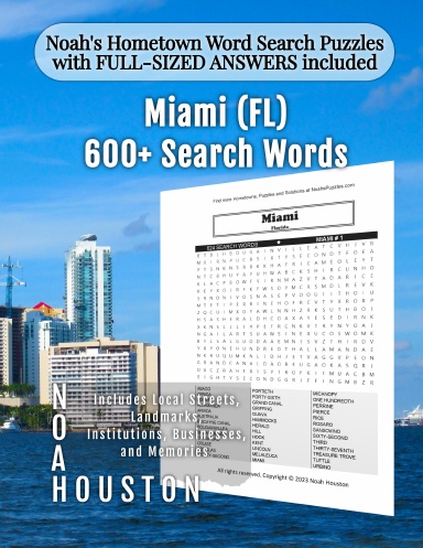 Noah’s Hometown Word Search Puzzles with FULL-SIZED ANSWERS included Miami (FL)