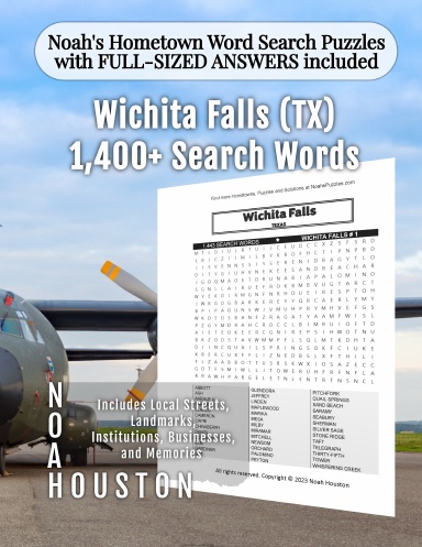Noah’s Hometown Word Search Puzzles with FULL-SIZED ANSWERS included Wichita Falls (TX)