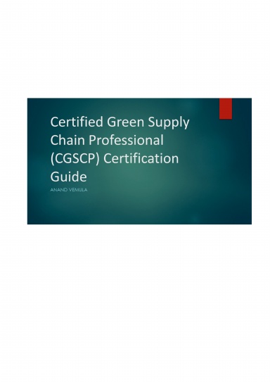 Certified Green Supply Chain Professional (CGSCP) Certification Guide