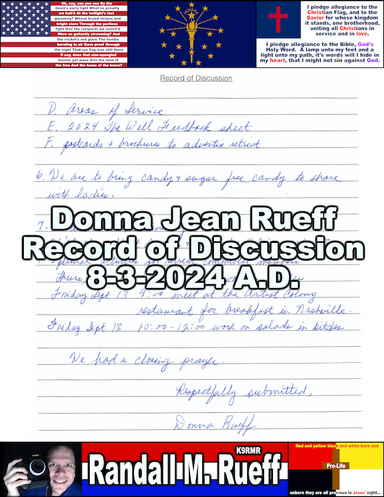 Donna Jean Rueff - Record Of Discussion - 8-3-2024 A.D.