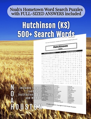 Noah’s Hometown Word Search Puzzles with FULL-SIZED ANSWERS included Hutchinson (KS)