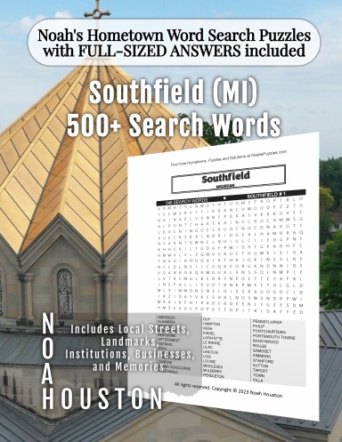 Noah’s Hometown Word Search Puzzles with FULL-SIZED ANSWERS included Southfield (MI)