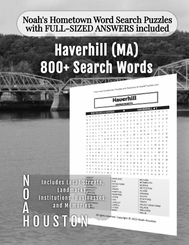 Noah’s Hometown Word Search Puzzles with FULL-SIZED ANSWERS included Haverhill (MA)