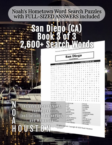 Noah’s Hometown Word Search Puzzles with FULL-SIZED ANSWERS included San Diego (CA), Book 3 of 3
