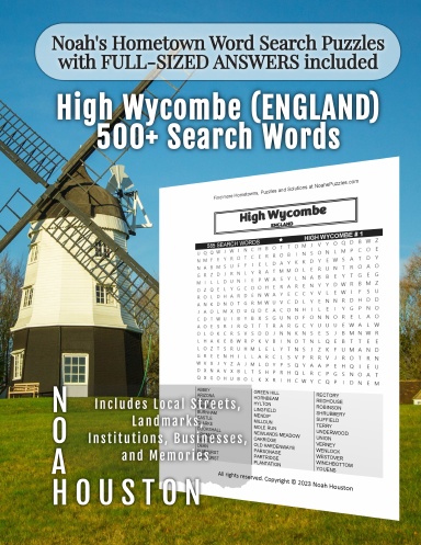 Noah’s Hometown Word Search Puzzles with FULL-SIZED ANSWERS included High Wycombe (ENGLAND)