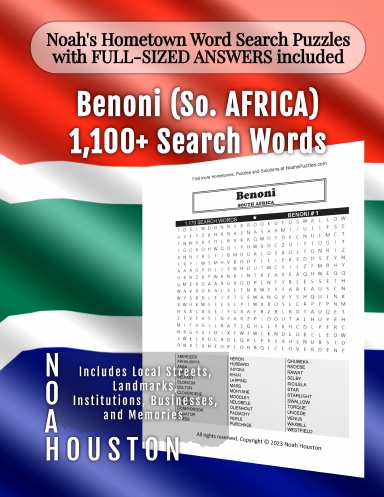 Noah’s Hometown Word Search Puzzles with FULL-SIZED ANSWERS included Benoni (So. AFRICA)