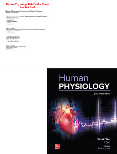 Test Bank for Vanders Human Physiology 16th Edition